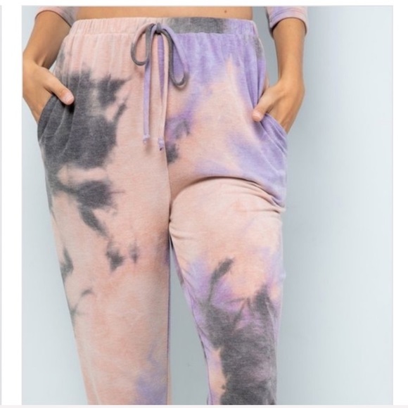 🌪MAUVE CHARCOAL FRENCH TERRY JOGGERS - Picture 1 of 6